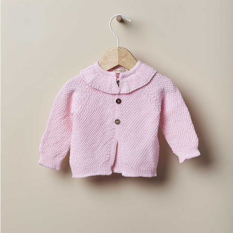 CHAQUETA BEBÉ PUNTO ROSA LANA MERINO Wedoble