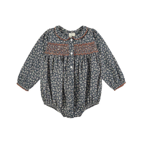 PELELE EMILIE FLORES AZUL Little cotton clothes
