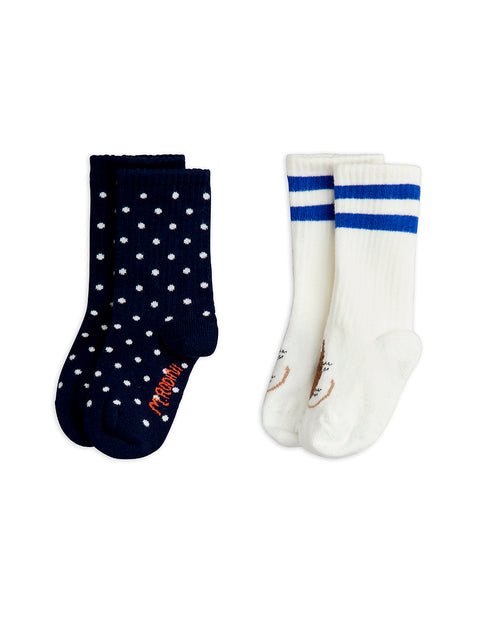 Mini Rodini CALCETINES LUNARES RAYAS PACK 2