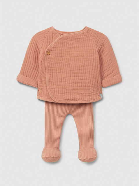 Snug CONJUNTO BEBÉ ROSA OSCURO DOBLE GASA