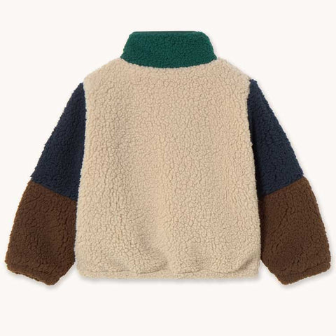 Tinycottons CHAQUETA BORREGUITO COLOR BLOCK CREMA
