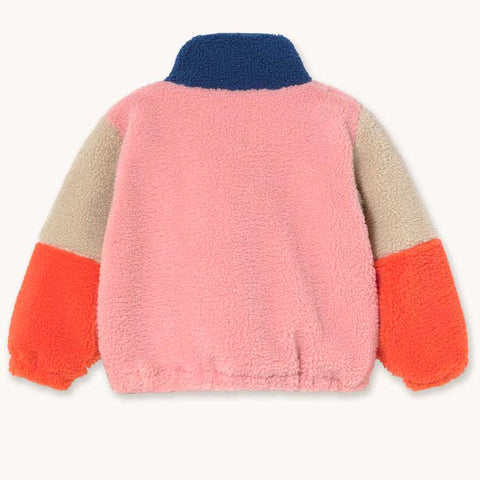Tinycottons CHAQUETA BORREGUITO COLOR BLOCK ROSA