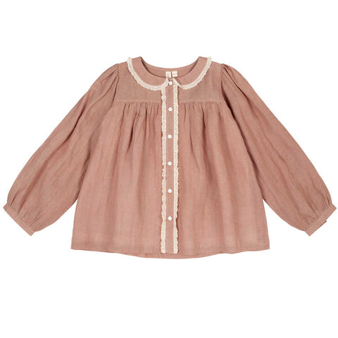 BLUSA RIBETES BORDADO SUIZO A CONTRASTE Little cotton clothes