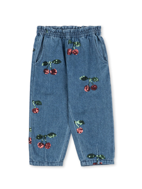 Konges Sløjd PANTALÓN DENIM BORDADO CHERRY