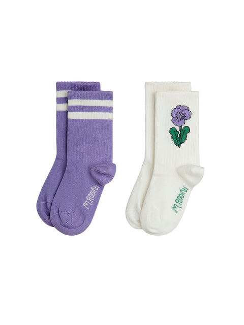 Mini Rodini CALCETINES VIOLA RAYAS PACK 2