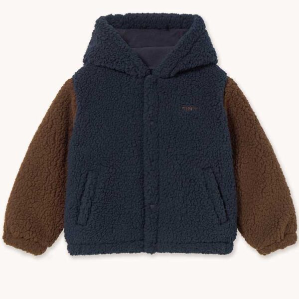 Tinycottons CHAQUETA BORREGUITO COLOR BLOCK MARINO